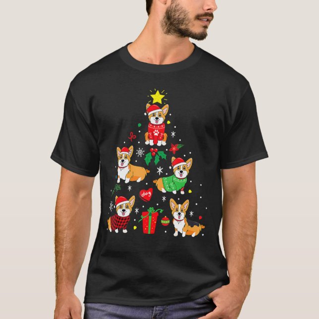 Corgi jul Ornament Träd Decor Hund T Shirt (Framsida)