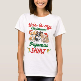 Corgi jul Pajamas Hundar T Shirt