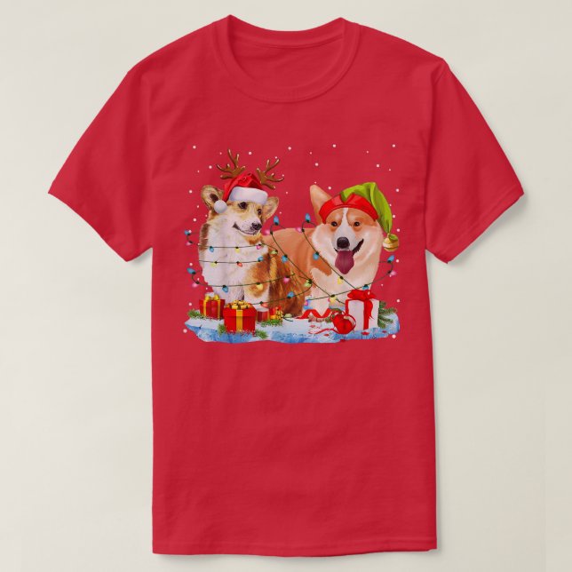 Corgi jul Reindeer Hund älskare mas helgdag T Shirt (Design framsida)