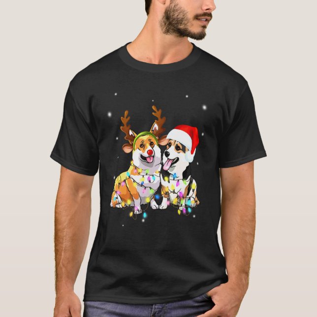 Corgi jul ren hund t shirt (Framsida)