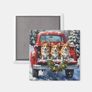 Corgi jul röd lastbil semester magnet