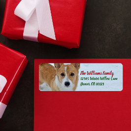 Corgi jul Snö Photo Helgdag Returadress Returadress Etikett