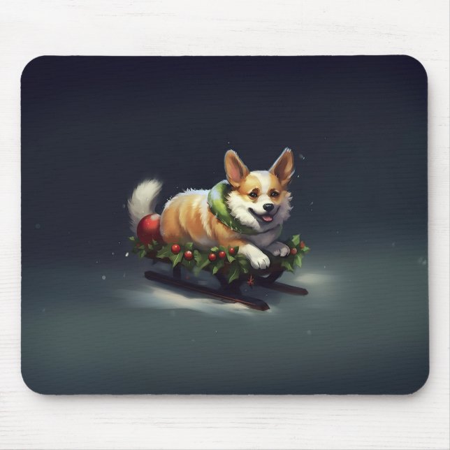 Corgi jul snö vinter musmatta (Framsidan)
