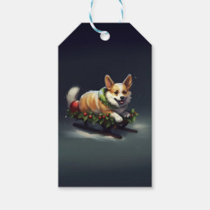 Corgi jul snö vinter presentetikett