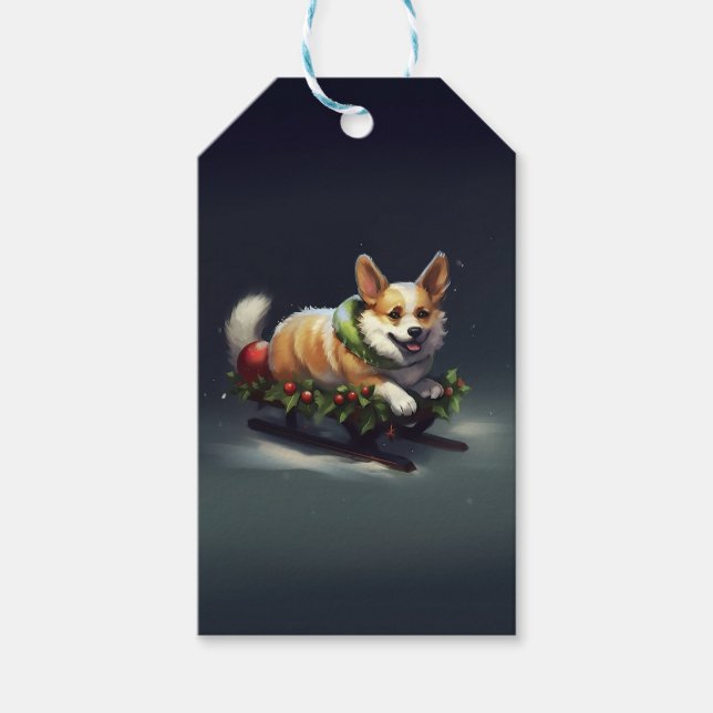 Corgi jul snö vinter presentetikett (Framsidan)