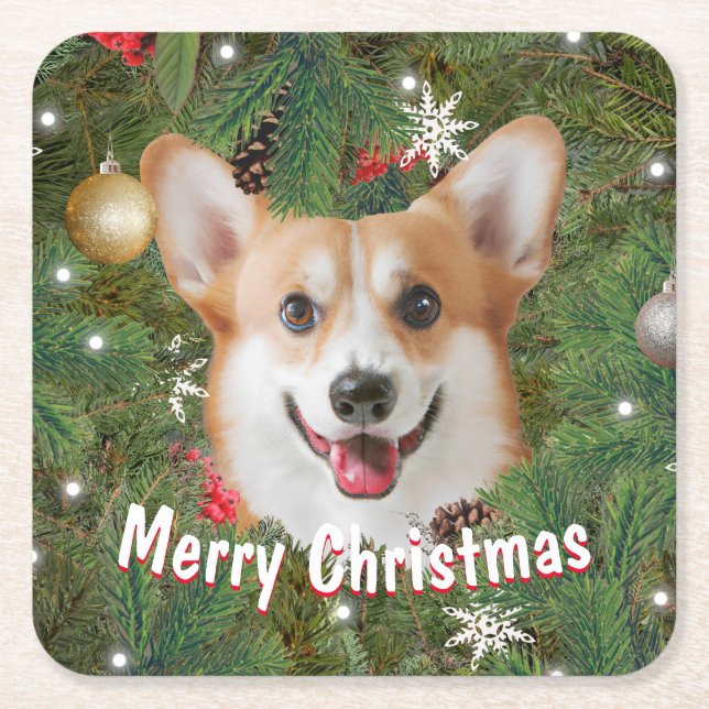 Corgi jul underlägg papper kvadrat (Framsidan)