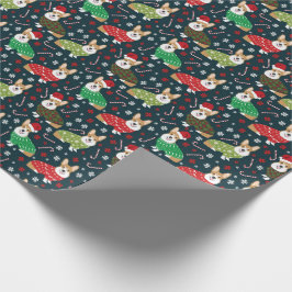 corgi julafton-tröjor som omsluter pappra presentpapper