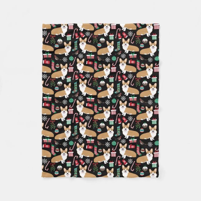 Corgi Julblankett Fleecefilt (Framsidan)