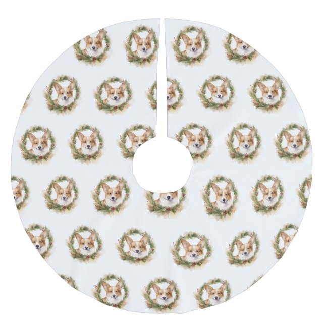 Corgi-julens andedräkt Festive Valp Julgransmatta Borstad Polyester (Framsidan)