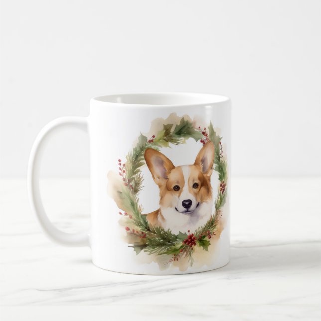 Corgi-julens andedräkt Festive Valp Kaffemugg (Vänster)