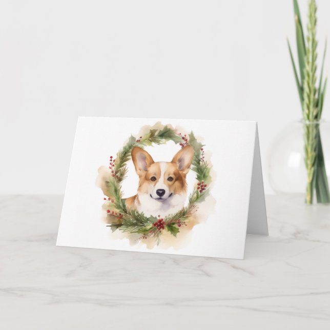 Corgi-julens andedräkt Festive Valp Kort (Framsida)