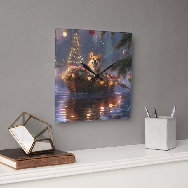 Corgi julfesten Voyage Fyrkantig Klocka (Kontor)