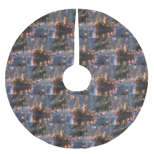 Corgi julfesten Voyage Julgransmatta Borstad Polyester (Framsidan)