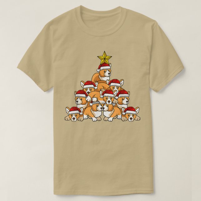 Corgi Julgran Cute Julgran Animals T Shirt (Design framsida)