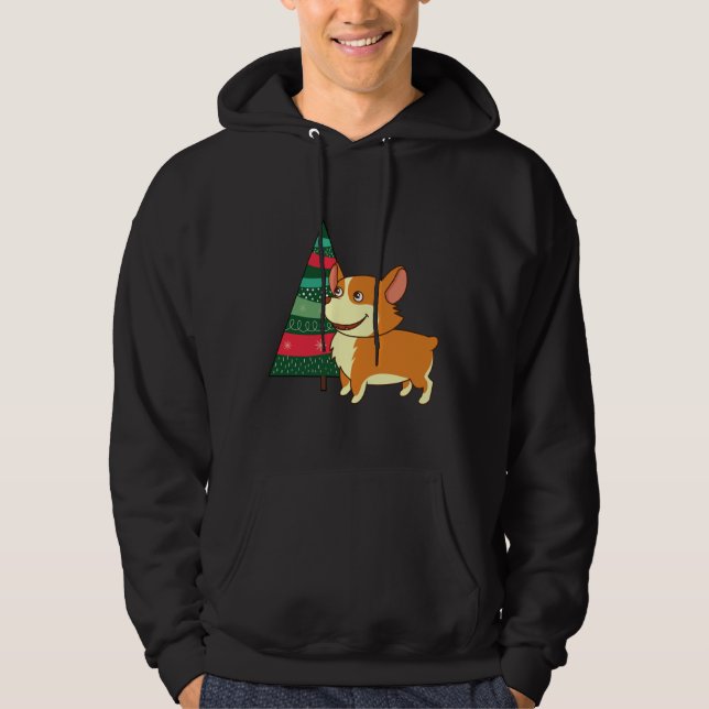 Corgi Julgran Hoodie (Framsida)