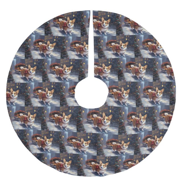 Corgi Julhögtid Julgransmatta Borstad Polyester (Framsidan)