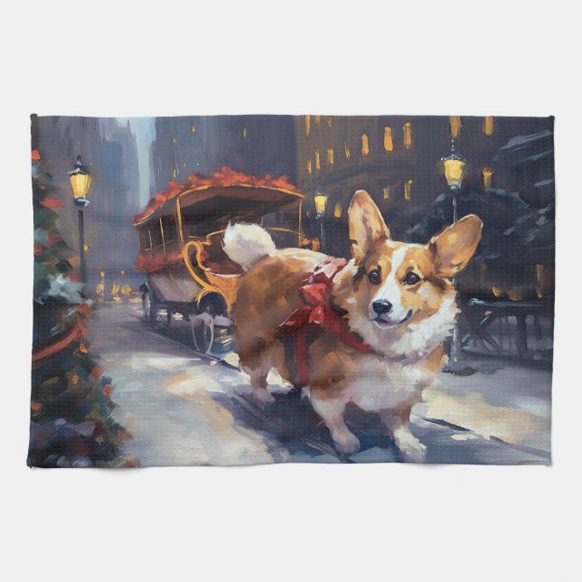 Corgi Julhögtid Kökshandduk (Horisontell)