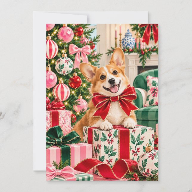 Corgi julklapp platt kort (Framsida)