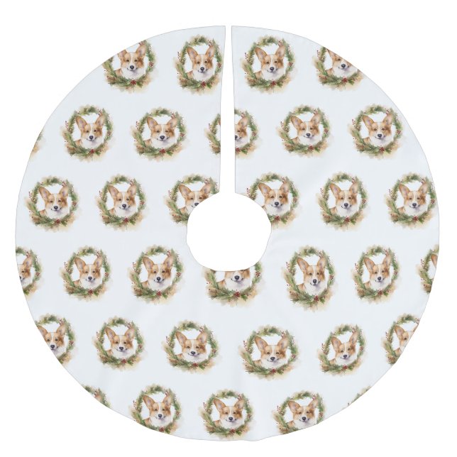 Corgi Julkrans Festlig Valp Julgransmatta Borstad Polyester (Framsidan)
