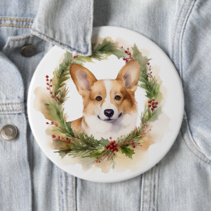 Corgi Julkrans Festlig Valp Knapp