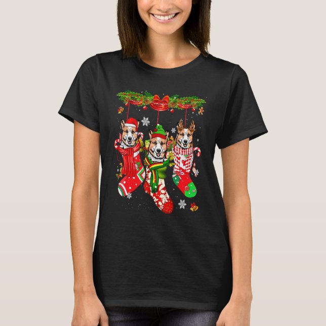 Corgi julstrumpor kostym God Jul T Shirt (Framsida)
