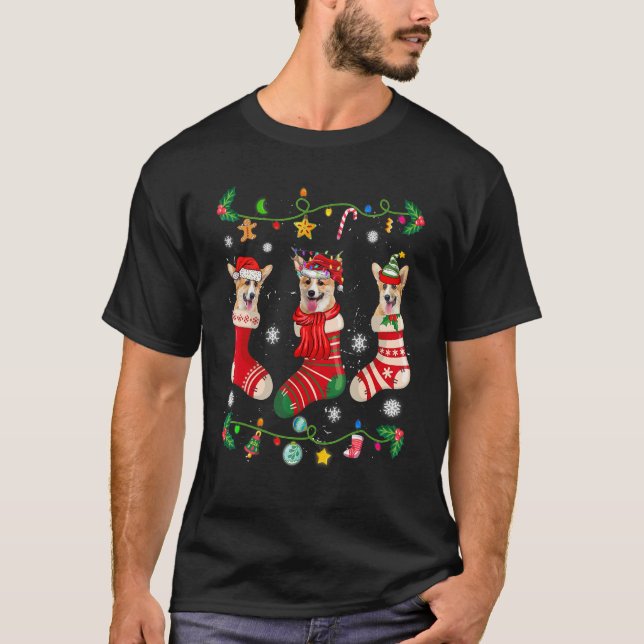 Corgi julstrumpor Xmas hund   T Shirt (Framsida)