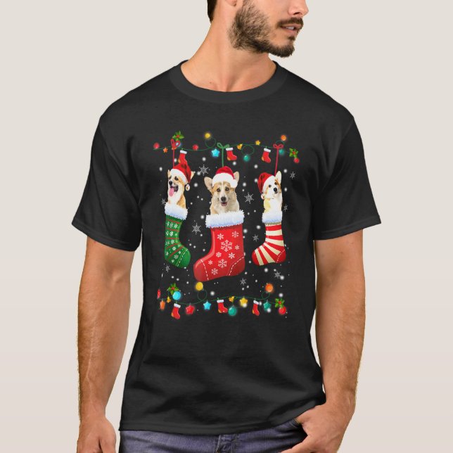 Corgi julstrumpor Xmas Pyjamas Hund T Shirt (Framsida)