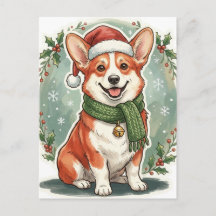 Corgi jultomte mössa julkort