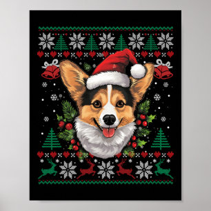 Corgi jultomten Ugly Sweater Hund älskare Julafton Poster