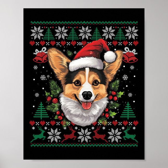 Corgi jultomten Ugly Sweater Hund älskare Julafton Poster (Framsidan)