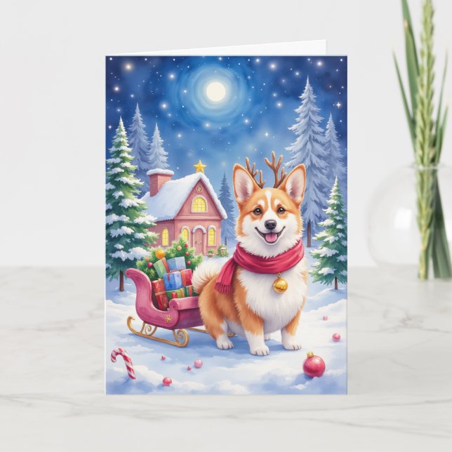 Corgi Jultomtens renar julhelg hund Kort (Framsida)
