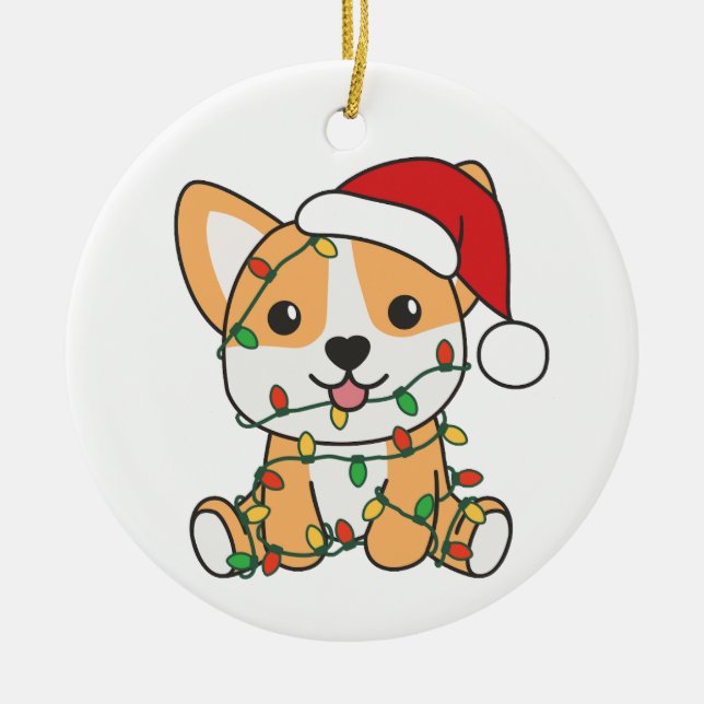 Corgi Julvinter Animals Hund Julgransprydnad Keramik (Framsidan)