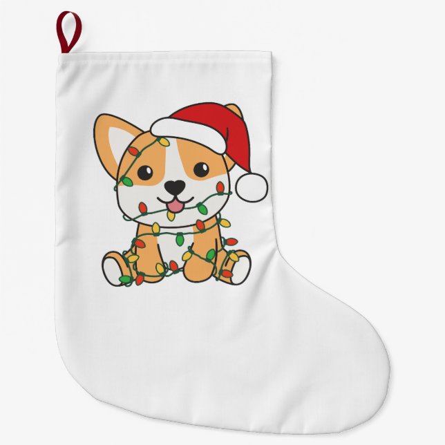 Corgi Julvinter Animals Hund Stor Julstrumpa (Framsidan)