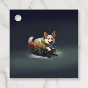 Corgi-julvintern snö gåvor etiketter