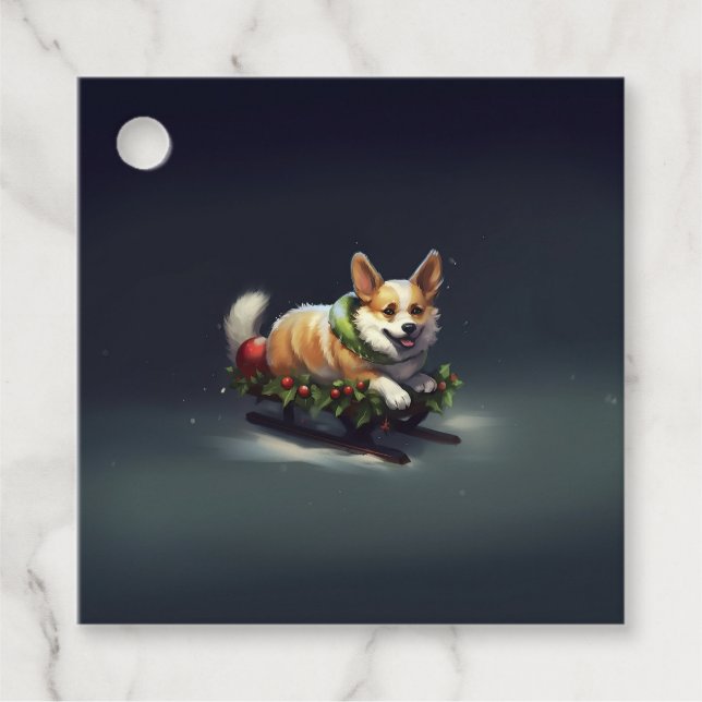 Corgi-julvintern snö gåvor etiketter (Framsida)