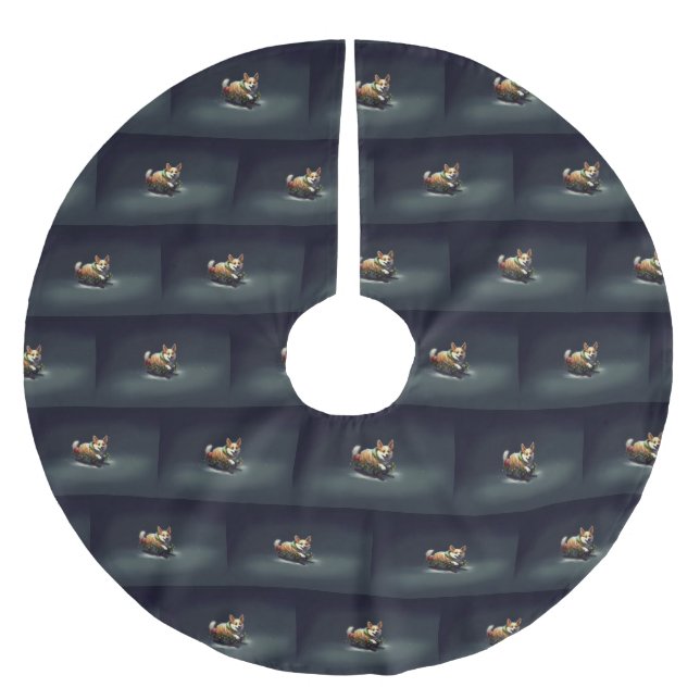 Corgi-julvintern snö julgransmatta borstad polyester (Framsidan)