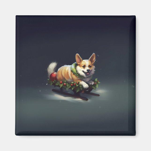 Corgi-julvintern snö magnet (Framsidan)