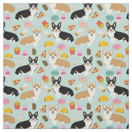 Corgi Junk Food Fabric - söt corgis-design Tyg