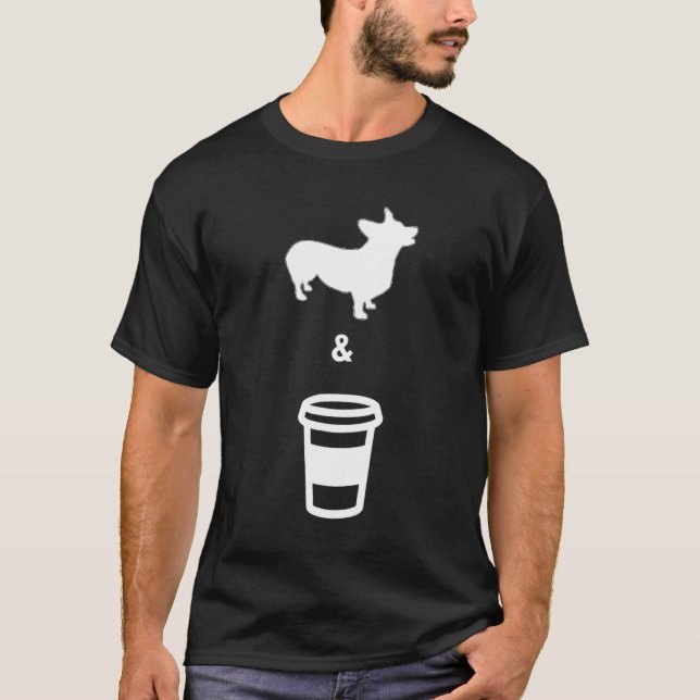 Corgi Kaffe Män Kvinnor T Shirt (Framsida)