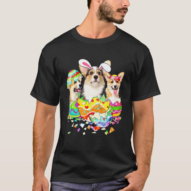 Corgi Kanin Glad Påsk Hund T Shirt (Framsida)