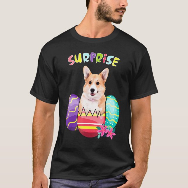 Corgi Kanin Med Ägg Påsk Hund T Shirt (Framsida)