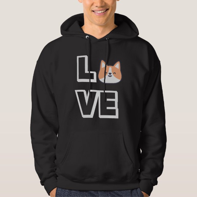 Corgi Kärlek 34 Hoodie (Framsida)