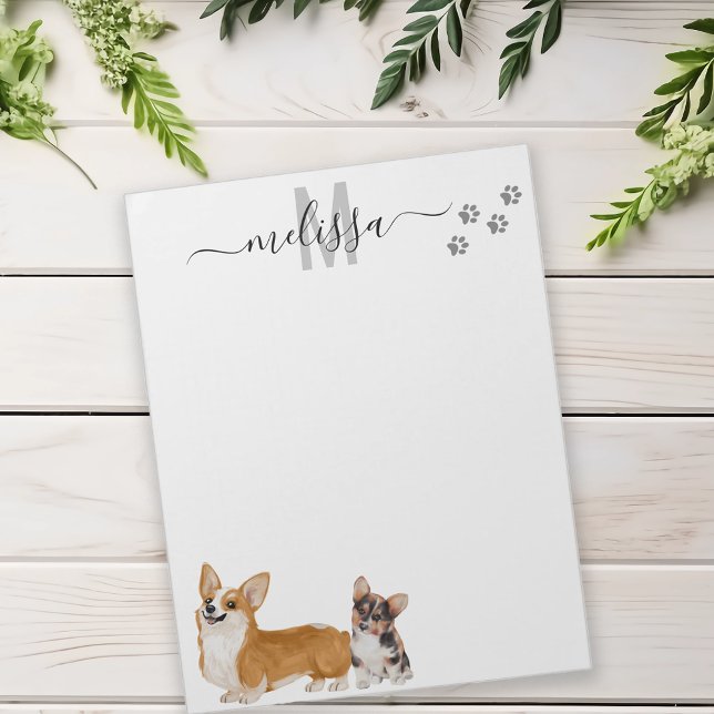 Corgi Kärlek Akvarellmonogram Personlig  Anteckningsblock (Skapare uppladdad)
