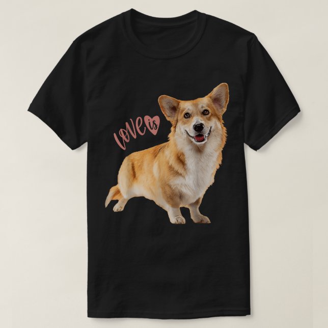 Corgi Kärlek är Hund Pappa, Mamma, marionettkvinno T Shirt (Design framsida)