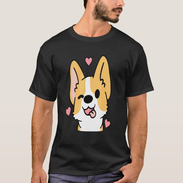 Corgi Kärlek Hjarta T Shirt (Framsida)
