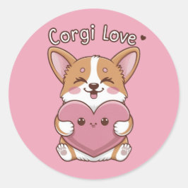 Corgi Kärlek Sticker Runt Klistermärke