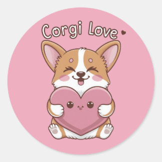 Corgi Kärlek Sticker Runt Klistermärke