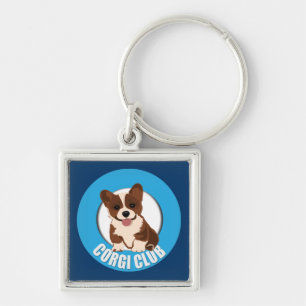 Corgi klubb fyrkantig silverfärgad nyckelring