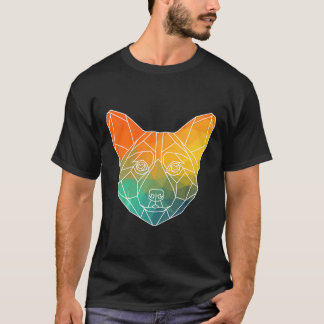 Corgi Kontur Polygoner Akvarell Silhuett Premi T Shirt