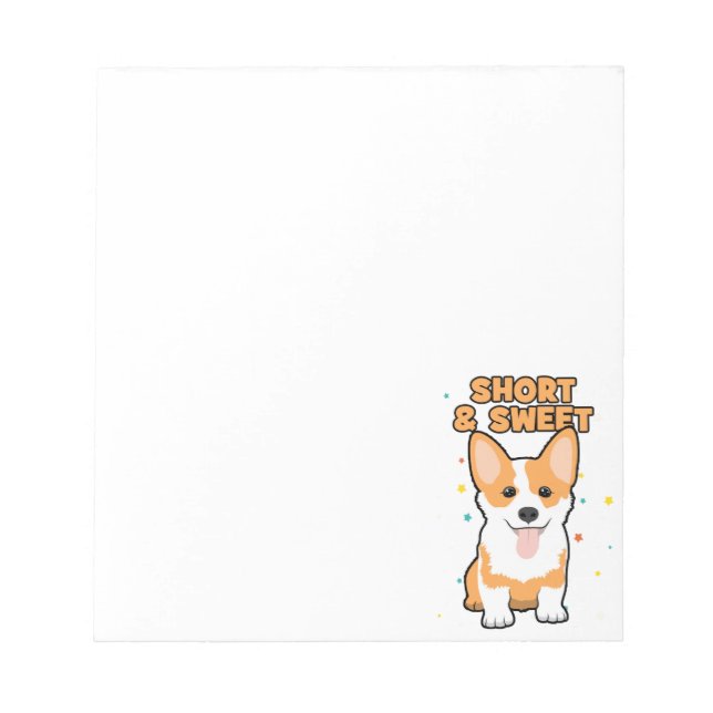 Corgi - Kort och Sweet, Cute Hund, Novelty Anteckningsblock (Framsida)